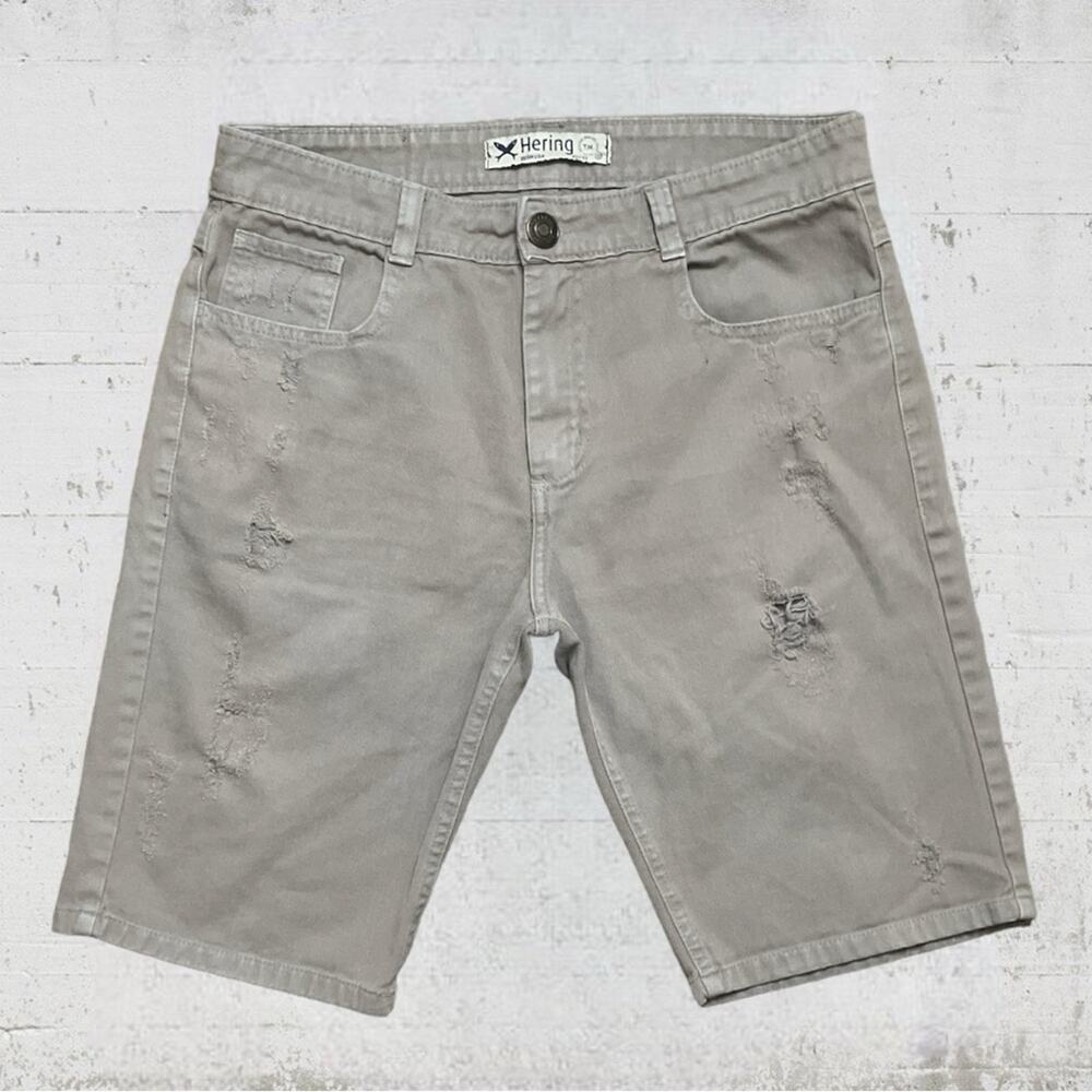 Hering Bermuda Distressed Khaki Jean Shorts Jorts Size US 32